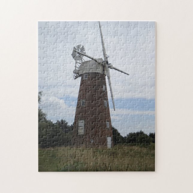 Puzzle vieux moulin à vent en bois dans la campagne (Vertical)