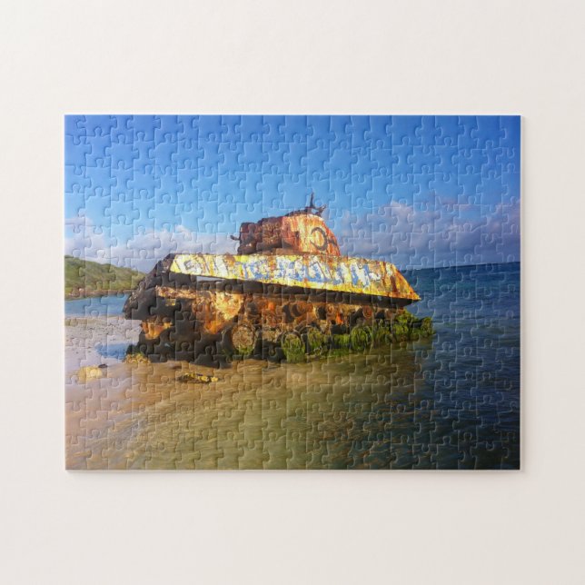 Puzzle Vieux réservoir de guerre militaire Porto Rico. (Horizontal)