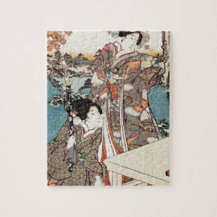 Puzzle Vieux rouleau de geisha vintage japonais d'ukiyo-e