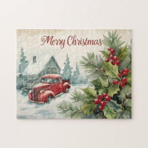 Puzzle Vieux Truck Rouge Noël