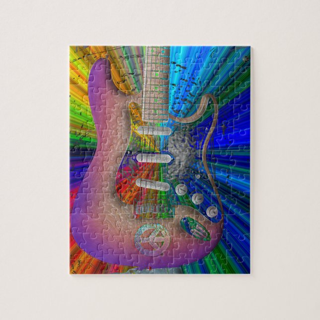 Puzzle vif de guitare de paix de couleurs (Vertical)