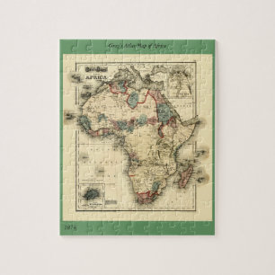 Puzzle Viintage 1874 Carte de l'Afrique Antique africaine