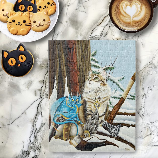 Puzzle Viking Cat Blue Dragon (Créateur téléchargé)