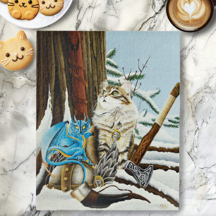Puzzle Viking Cat Blue Dragon