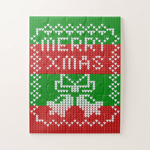 Puzzle Vilain pull motif sonnettes Joyeux fils Xmas