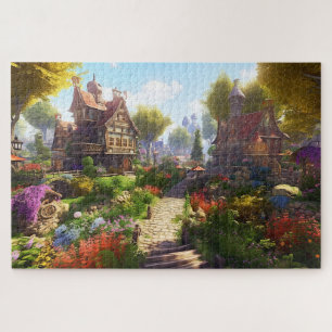 Puzzle Village Beau Vert Coloré Féminin Printemps