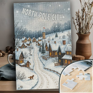Puzzle Village d'hiver personnalisable Snowy Holiday Scèn
