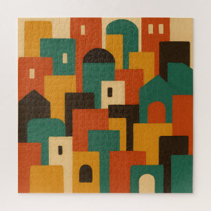 Puzzle Village Méditerranéen Géométrique Abstrait