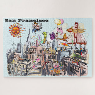 Puzzle Ville animée de San Francisco Surreal Pop Art