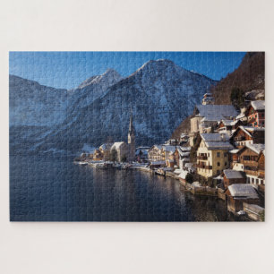 Puzzle Ville de Hallstatt dans la neige en hiver