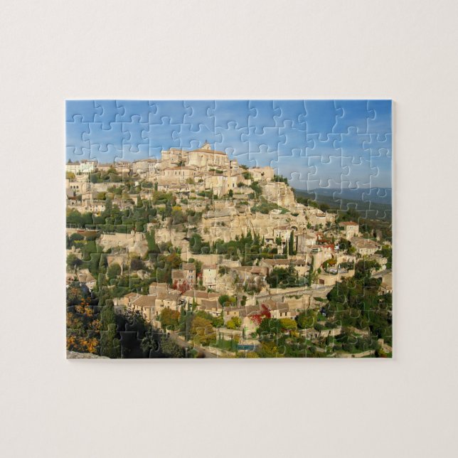 Puzzle Ville de la colline provinciale brille dans la lum (Horizontal)