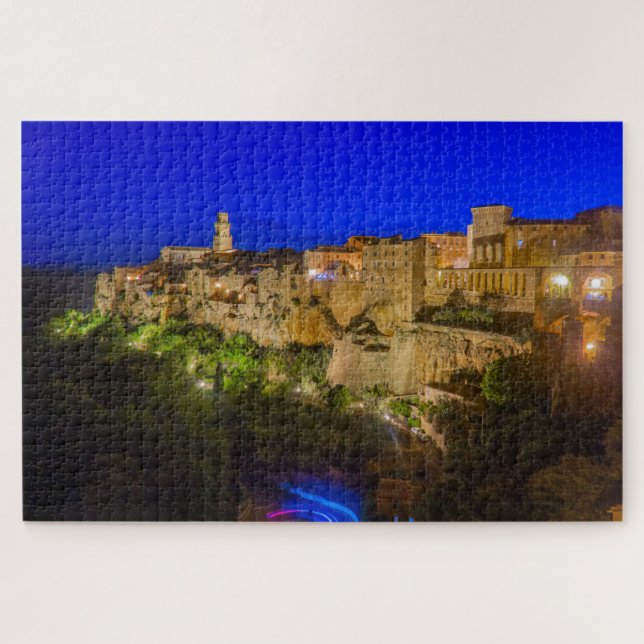 Puzzle Ville de nuit de Pitigliano, Toscane, Italie (Horizontal)