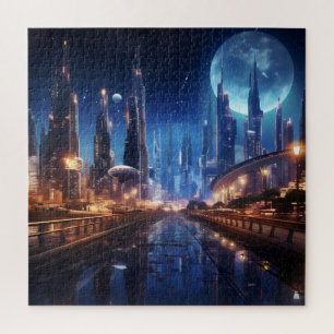 Puzzle Ville de nuit Sci-Fi