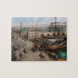 Puzzle Ville - NY - port maritime du sud de rue - 1901
