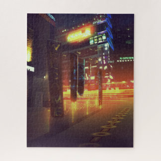 Puzzle Ville orange au néon de Cyberpunk