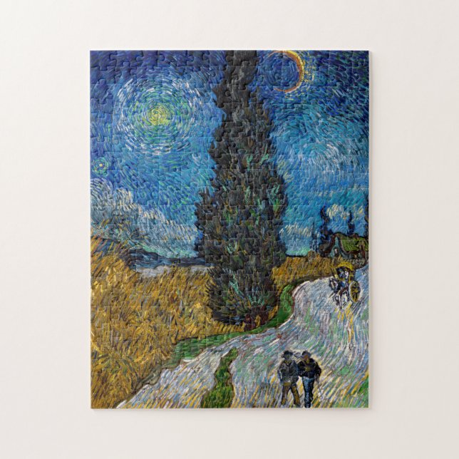 Puzzle Vincent van Gogh - Route avec Cypress et Star (Vertical)