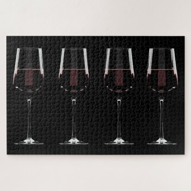 Puzzle Vins avec vin rouge sur noir (Horizontal)