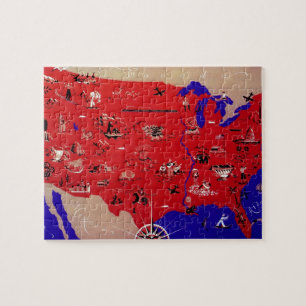 Puzzle Vintage Antique Map United States of America, USA