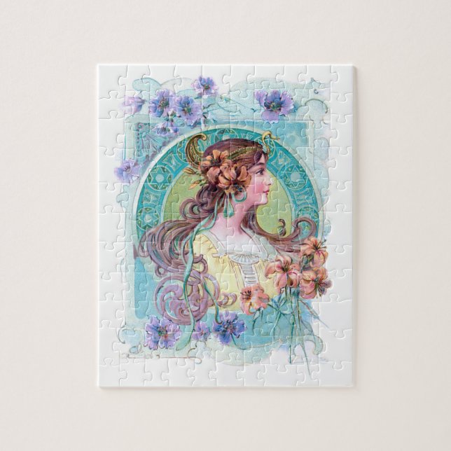 Puzzle Vintage Art Nouveau Exotique Dame (Vertical)