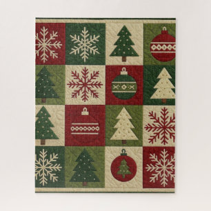 Puzzle Vintage, aspect patchwork matelassé Noël rustique