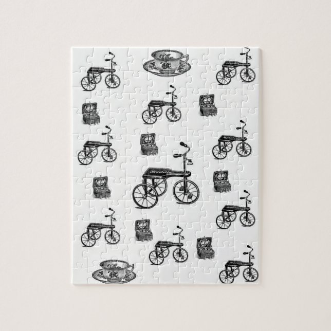 Puzzle vintage blanc vélo (Vertical)