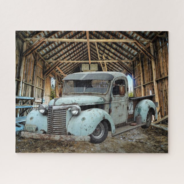 Puzzle Vintage Blue Truck Rustic Grange (Horizontal)