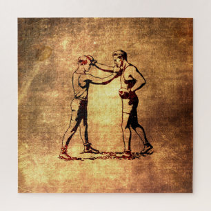 Puzzle Vintage boxing men beverage coaster
