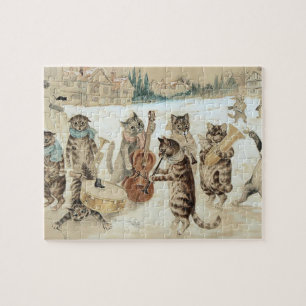 Puzzle Vintage Chat Noël Carol Louis Wain Art