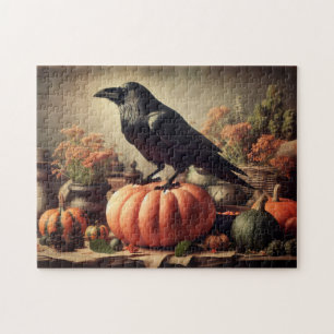Puzzle Vintage Corbeau photo gothique Halloween
