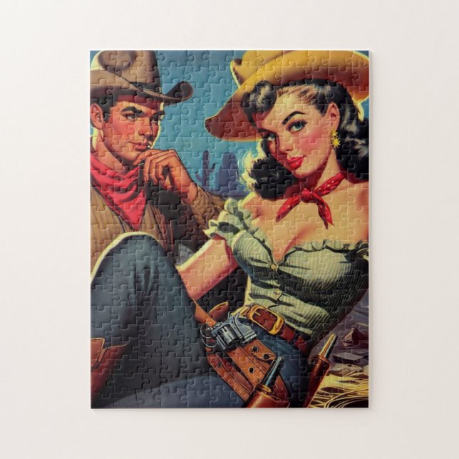 Puzzle Vintage Cowboy et Cowgirl (Vertical)