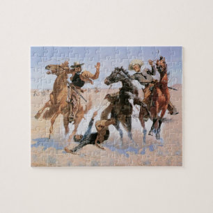Puzzle Vintage Cowboys, Aiding a Camrade by Remington