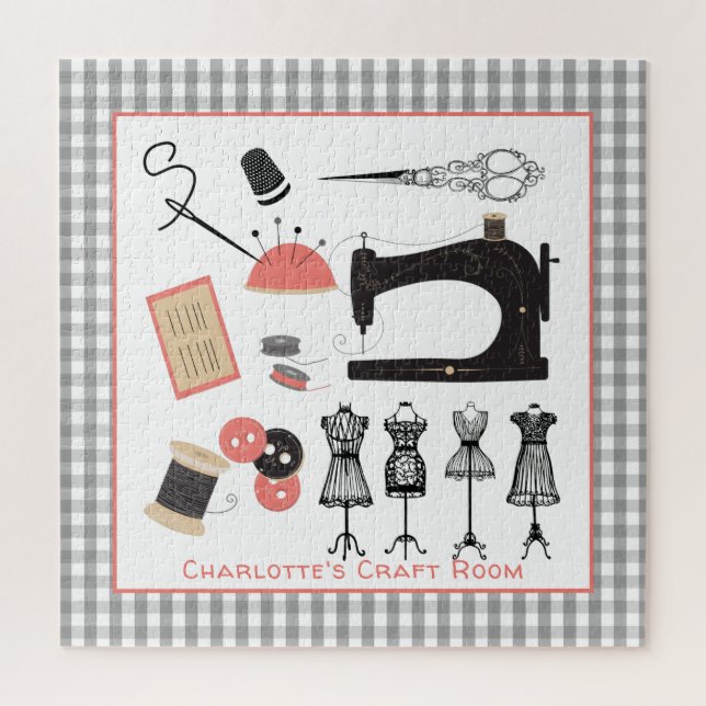 Puzzle Vintage Crafty Sewing Theme (Vertical)
