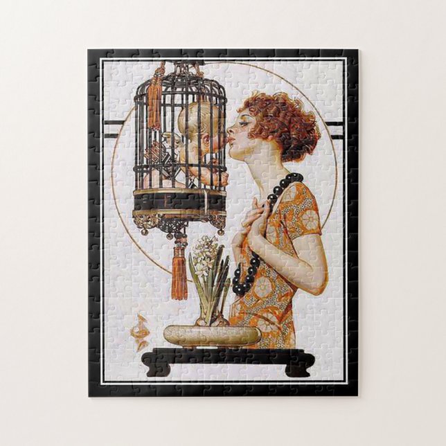 Puzzle Vintage dame cage bébé (Vertical)