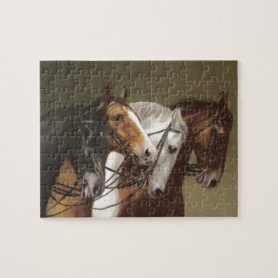 Puzzle vintage d'art de quatre chevaux