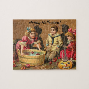 Puzzle Vintage Drôle Enfants Bobbing pour Pommes à la fêt