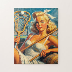 Puzzle Vintage fille de crosse