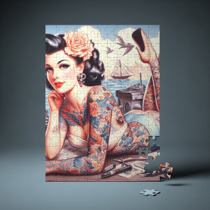Puzzle Vintage fille de l'ancienne école de tatouage