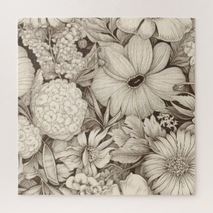 Puzzle Vintage Floral Sepia Motif (8)