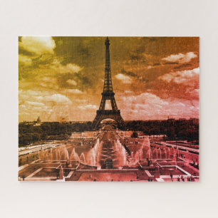 Puzzle Vintage France Paris Fontaine Chaillot Tour Eiffel