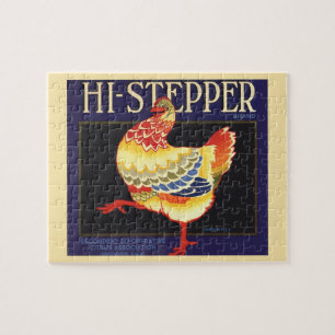 Puzzle Vintage Fruit Crate Label Art, Hi Stepper Chicken