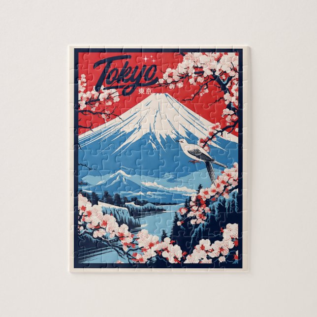 Puzzle Vintage Fuji, Japon Voyage (Vertical)