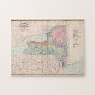 Puzzle Vintage Geological Map of New York State (1870)