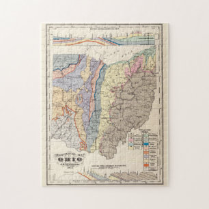 Puzzle Vintage Geological Map of Ohio (1872)