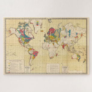 Puzzle Vintage Geological Map of The World (1875)