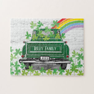 Puzzle Vintage Green Truck Rainbow Nom de famille russe