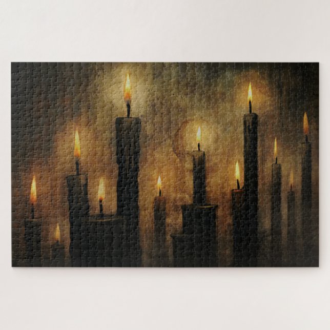 Puzzle Vintage Halloween Bougies noires, Rituel (Horizontal)