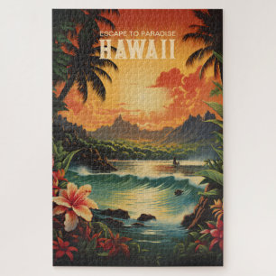 Puzzle Vintage Hawaii Beach Travel Art
