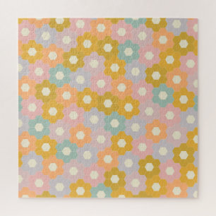 Puzzle Vintage Hexagon Flower Motif en Pastel