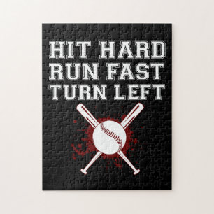 Puzzle Vintage Hit Hard Run Fast Turn Left Baseball Drôl