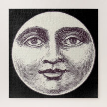 Vintage homme dans la pleine lune visage lune